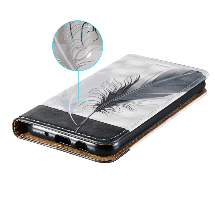 Embossing Leather Card Slot Cover for Samsung Galaxy J3 Emerge/J3 Prime/J3 (2017) - Feathers-4