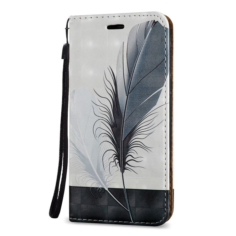 Embossing Magnetic Leather Card Slot Cover for Samsung Galaxy J5 (2017) J520 - Feathers-2