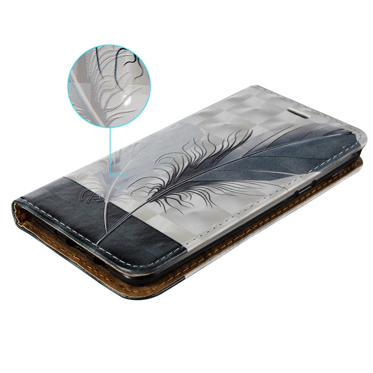 Embossing Magnetic Leather Card Slot Cover for Samsung Galaxy J5 (2017) J520 - Feathers-4