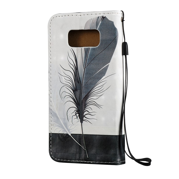 Embossment Leather Magnetic Flip Card Holder Stand Cell Phone Case for Samsung Galaxy S8 SM-G950 - Feathers-3
