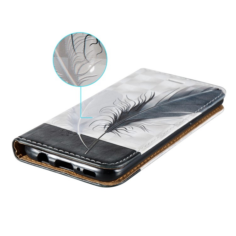 Embossment Leather Magnetic Flip Card Holder Stand Cell Phone Case for Samsung Galaxy S8 SM-G950 - Feathers-4