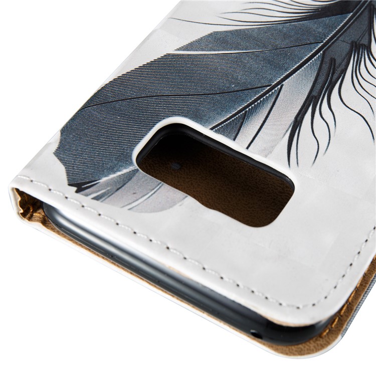 Embossment Leather Magnetic Flip Card Holder Stand Cell Phone Case for Samsung Galaxy S8 SM-G950 - Feathers-5