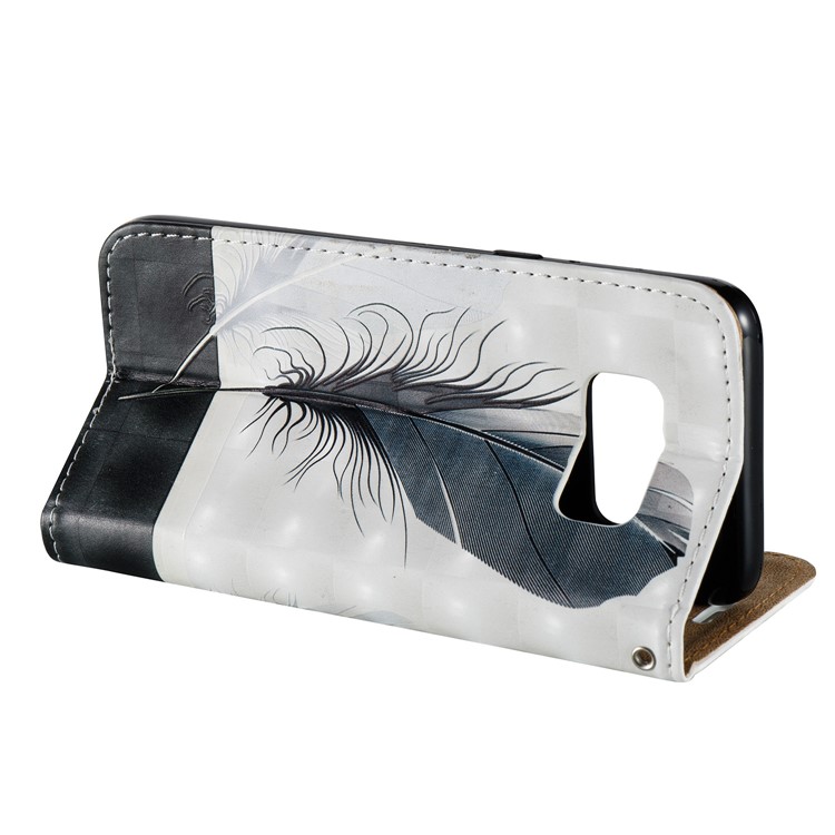 Embossment Leather Magnetic Flip Card Holder Stand Cell Phone Case for Samsung Galaxy S8 SM-G950 - Feathers-6