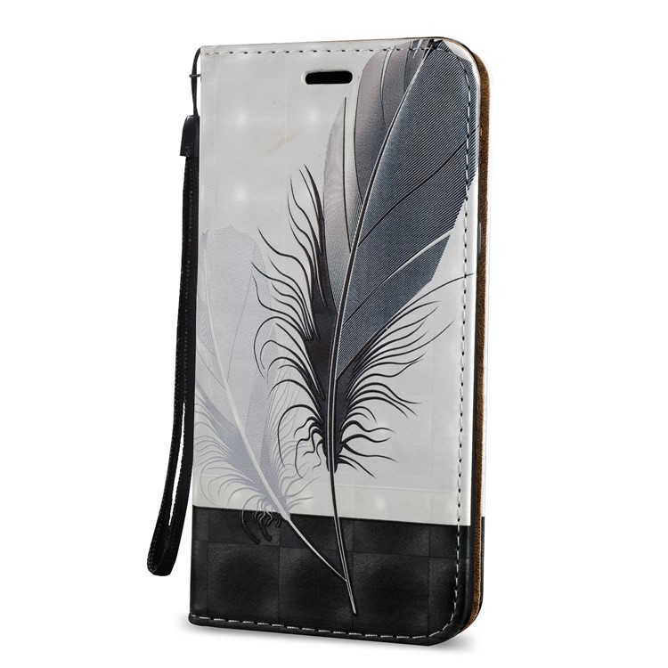 3D Embossing Stand Card Holder Leather Phone Case for Samsung Galaxy S8+ SM-G955 - Feathers-2