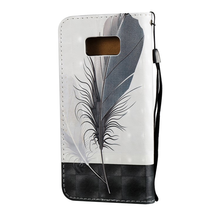 3D Embossing Stand Card Holder Leather Phone Case for Samsung Galaxy S8+ SM-G955 - Feathers-3