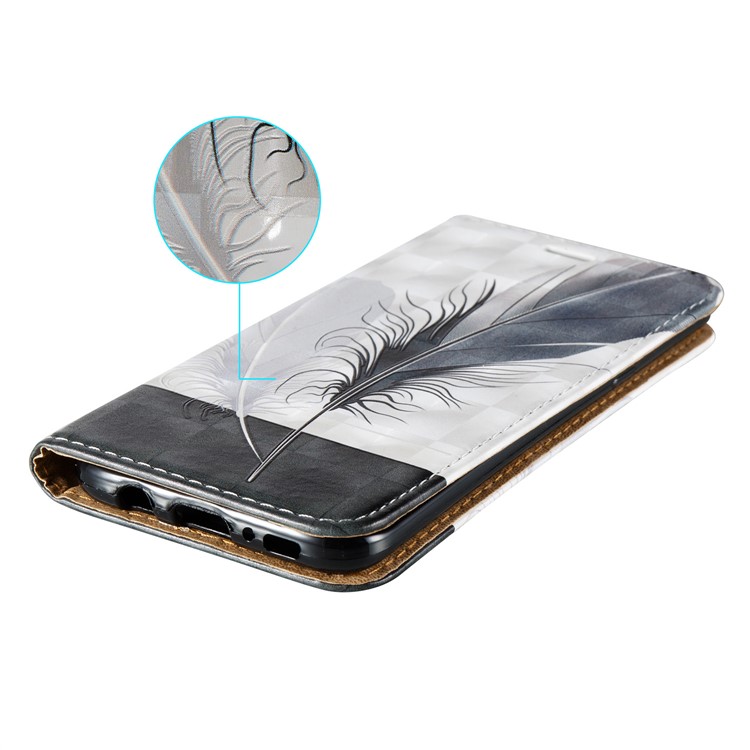 3D Embossing Stand Card Holder Leather Phone Case for Samsung Galaxy S8+ SM-G955 - Feathers-4