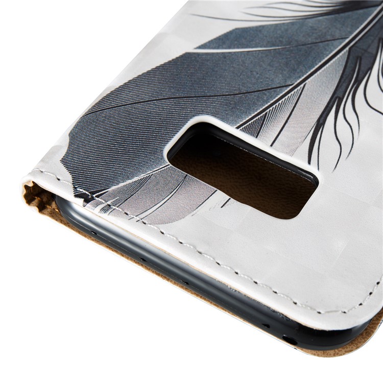 3D Embossing Stand Card Holder Leather Phone Case for Samsung Galaxy S8+ SM-G955 - Feathers-5