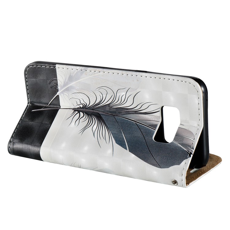 3D Embossing Stand Card Holder Leather Phone Case for Samsung Galaxy S8+ SM-G955 - Feathers-6