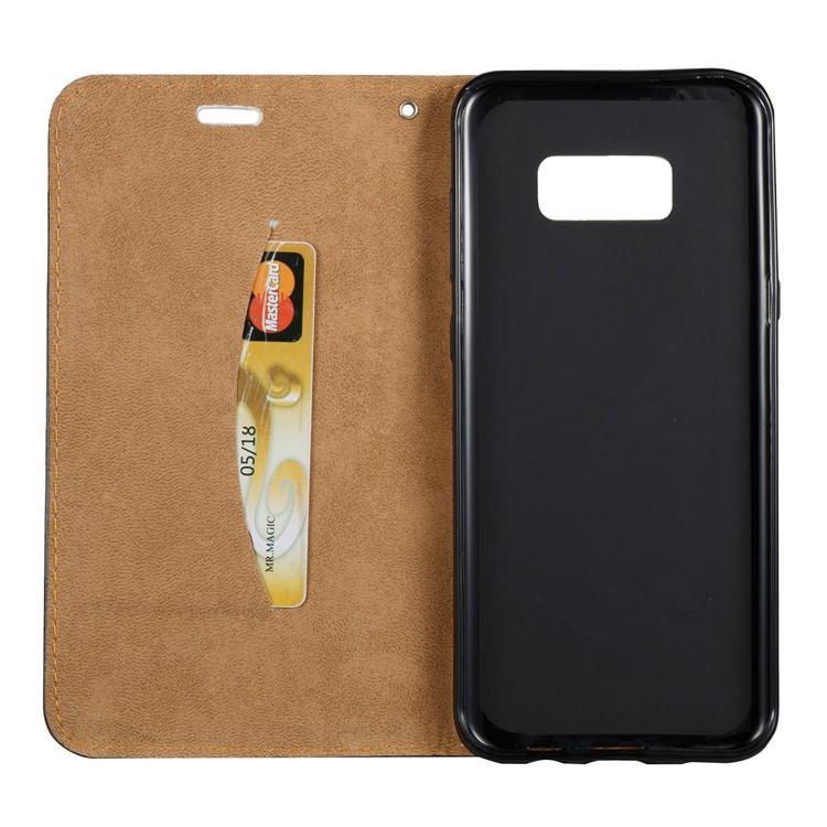 3D Embossing Stand Card Holder Leather Phone Case for Samsung Galaxy S8+ SM-G955 - Feathers-7