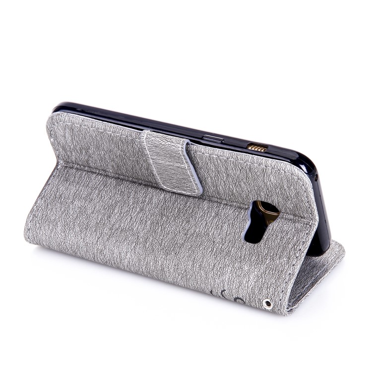 Imprinted Fairy and Butterfly Rhinestone Wallet Leather Mobile Cover for Samsung Galaxy A3 (2017) - Grey-6