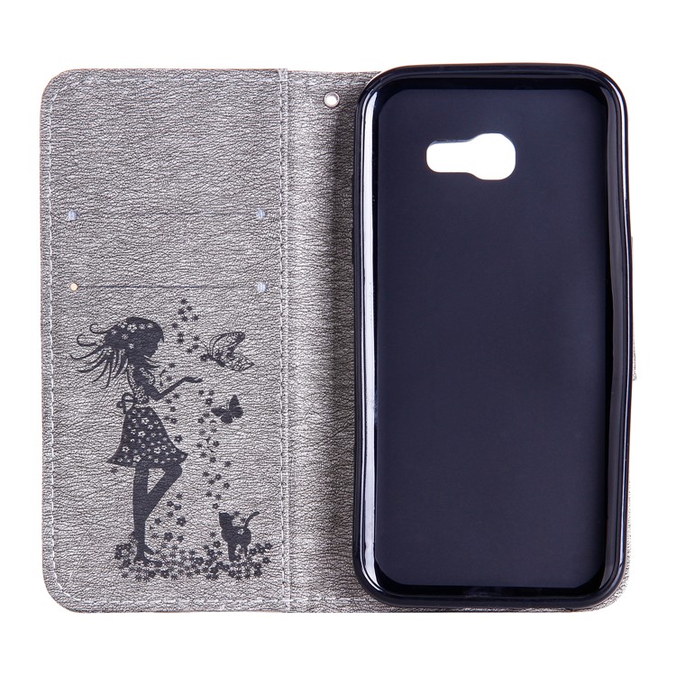 Imprinted Fairy and Butterfly Rhinestone Leather Case for Samsung Galaxy A5 (2017) SM-A520F - Grey-3