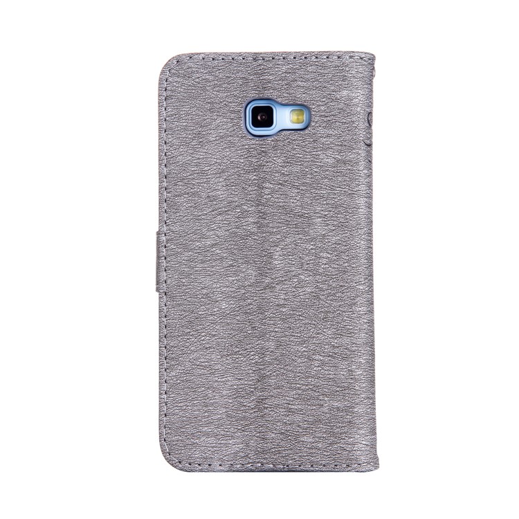 Imprinted Fairy and Butterfly Rhinestone PU Leather Wallet Stand Case for Samsung Galaxy A7 (2017) - Grey-2