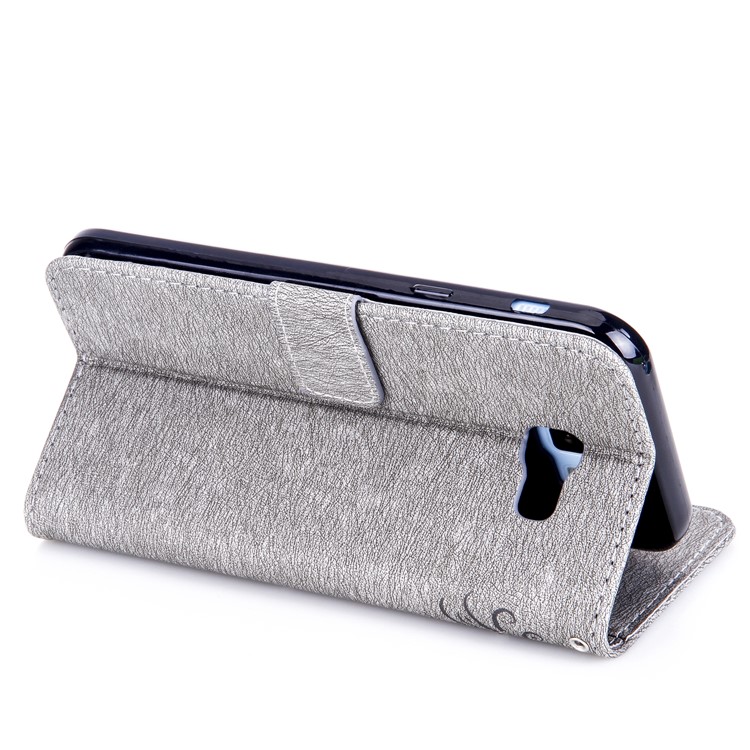 Imprinted Fairy and Butterfly Rhinestone PU Leather Wallet Stand Case for Samsung Galaxy A7 (2017) - Grey-6
