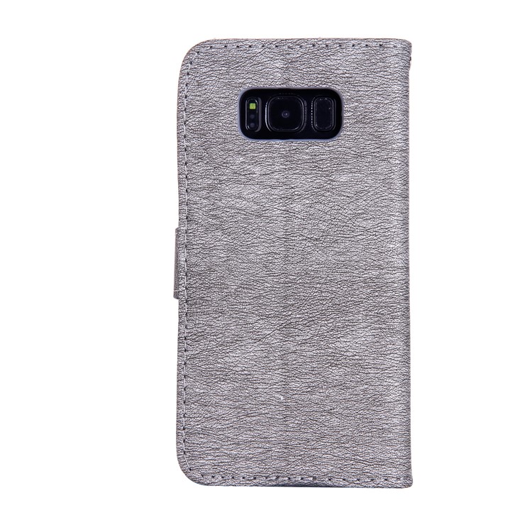 For Samsung Galaxy S8 G950 Imprinted Fairy and Butterfly Rhinestone Leather Wallet Protective Case - Grey-2