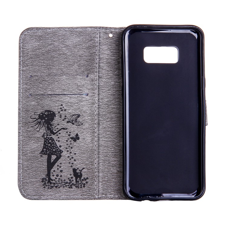 For Samsung Galaxy S8+ G955 Imprinted Fairy and Butterfly Rhinestone Leather Wallet Mobile Case - Grey-4