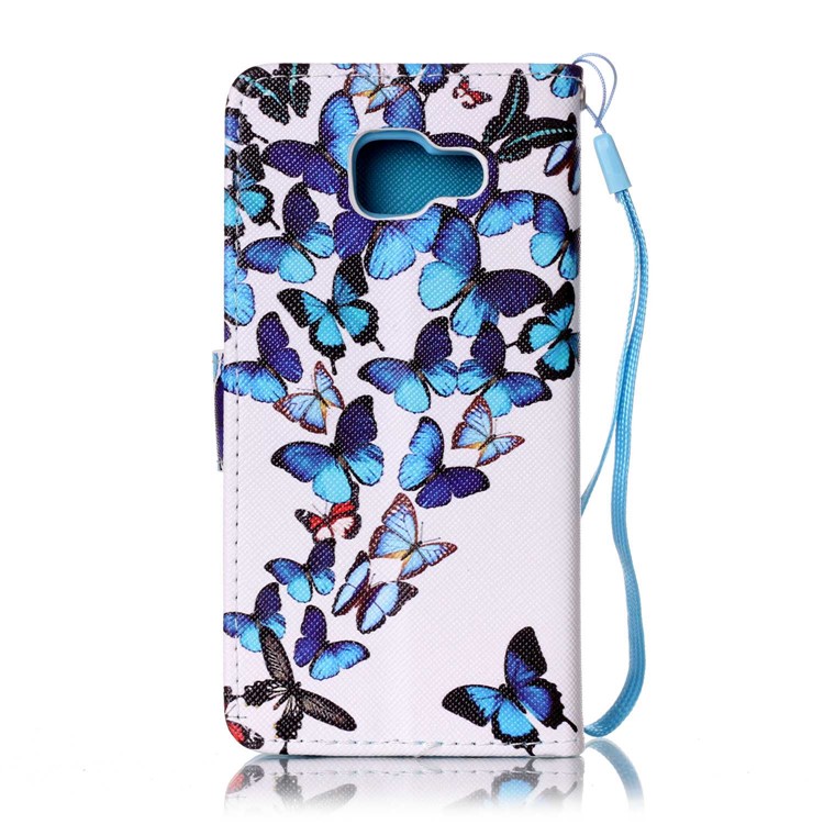 Rhinestone Patterned Leather Wallet Case for Galaxy A3 SM-A310F (2016) - Blue Butterflies-2