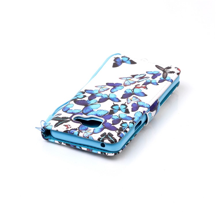 Rhinestone Patterned Leather Wallet Case for Galaxy A3 SM-A310F (2016) - Blue Butterflies-4