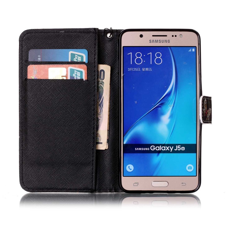 Rhinestone Decor Patterned Leather Stand Shell for Samsung Galaxy J5 (2016) J510 - Abstract Tree Pattern-5