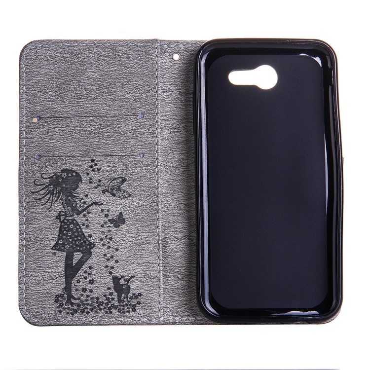 Imprinted Fairy and Butterfly Rhinestone Leather Wallet Case for Samsung Galaxy J3 Emerge/J3 Prime/J3 (2017) - Grey-3