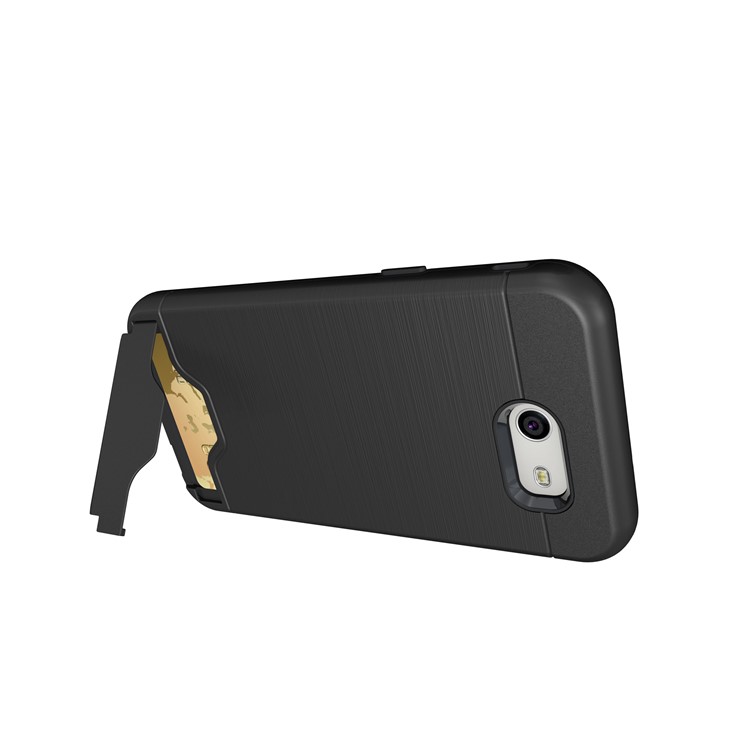 Brushed Plastic + TPU Kickstand Card Holder Mobile Shell for Samsung Galaxy J3 Emerge/J3 Prime/J3 (2017) - Black-10