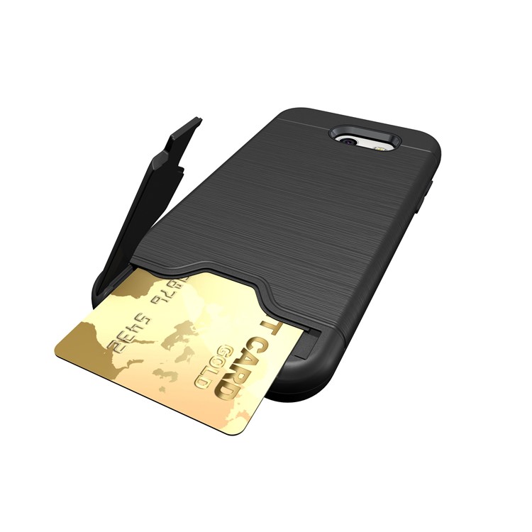 Brushed Plastic + TPU Kickstand Card Holder Mobile Shell for Samsung Galaxy J3 Emerge/J3 Prime/J3 (2017) - Black-2