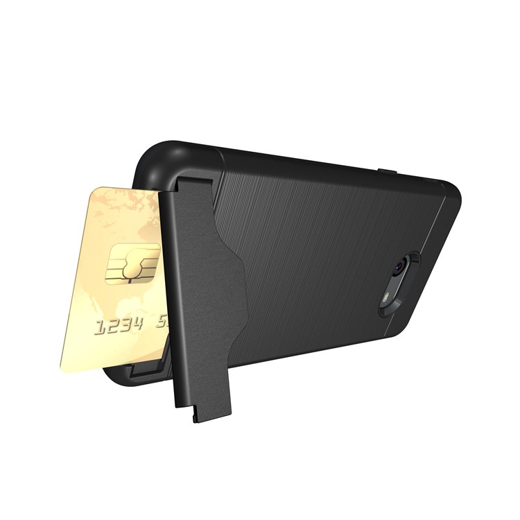 Brushed Plastic + TPU Hybrid Cover with Stand Card Slot for Samsung Galaxy J5 (2017) - Black-10