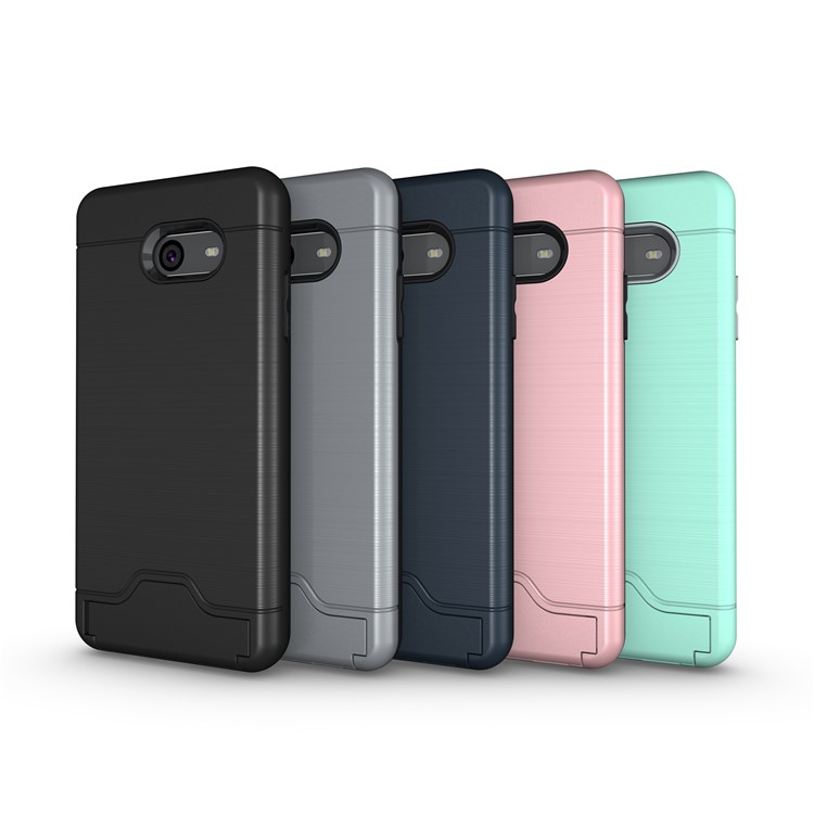 Brushed Plastic + TPU Hybrid Cover with Stand Card Slot for Samsung Galaxy J5 (2017) - Black-11