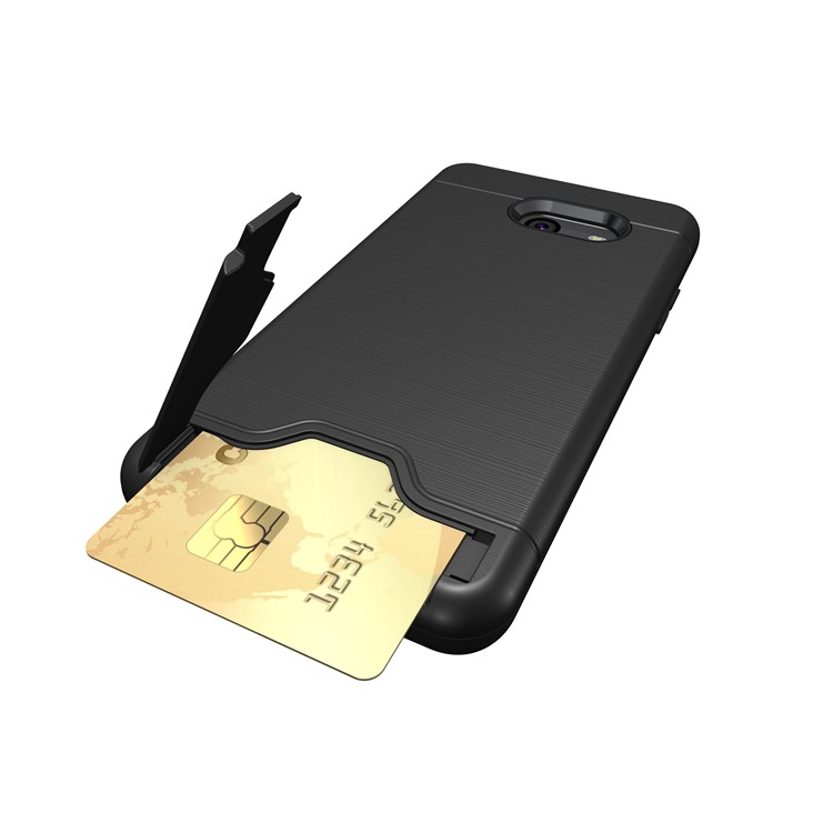 Brushed Plastic + TPU Hybrid Cover with Stand Card Slot for Samsung Galaxy J5 (2017) - Black-2