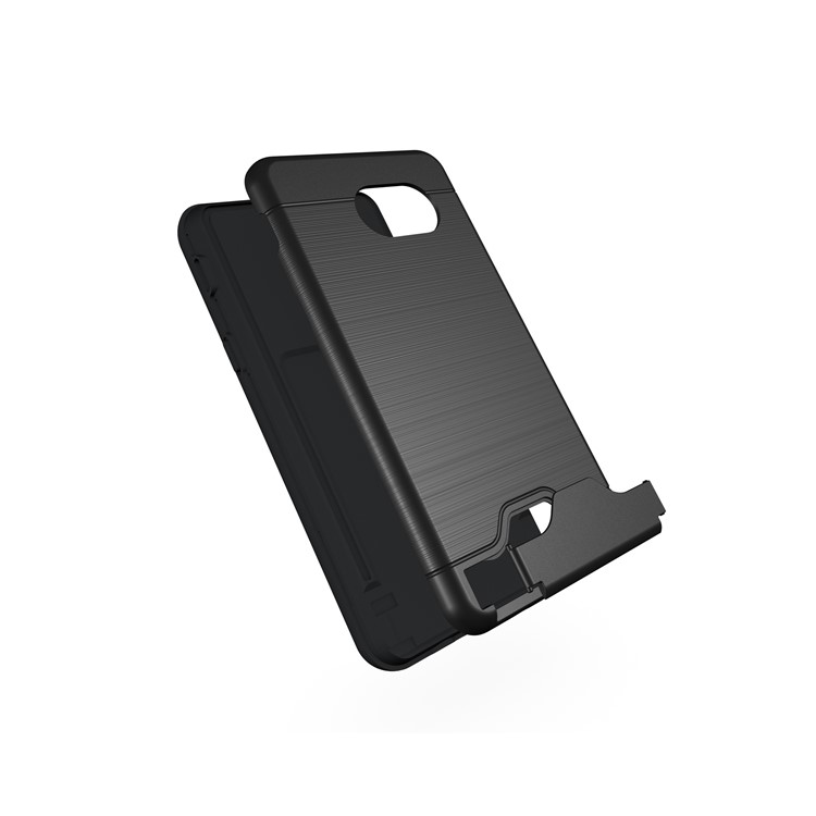 Brushed Plastic + TPU Hybrid Cover with Stand Card Slot for Samsung Galaxy J5 (2017) - Black-3