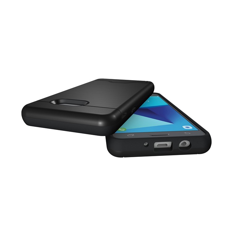 Brushed Plastic + TPU Hybrid Cover with Stand Card Slot for Samsung Galaxy J5 (2017) - Black-5