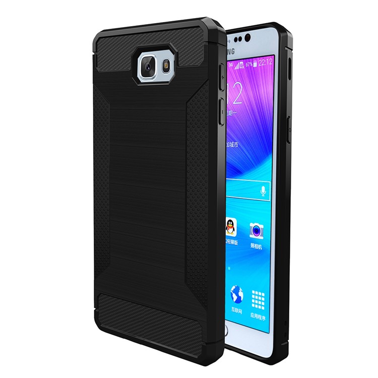 Anti-skid Carbon Fiber Texture Brushed TPU Case for Samsung Galaxy J5 Prime/Galaxy On5 (2016) - Black-1