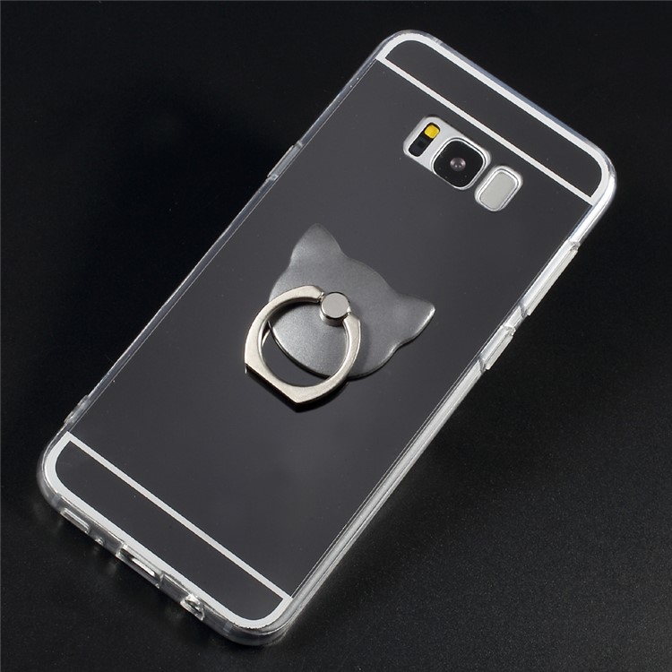 Electroplated Mirror-like TPU PC Back Cover with Kickstand for Samsung Galaxy S8 Plus G955 - Black-3