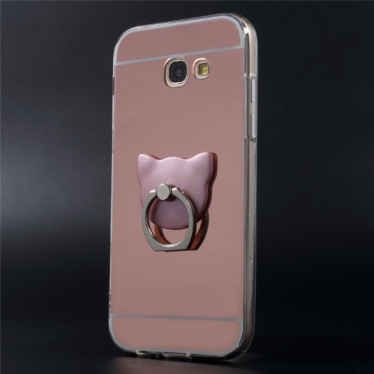

Plated Mirror-like PC+TPU Combo Case with Bear Ring Finger Grip Stand for Samsung Galaxy A5 (2017) - Rose Gold