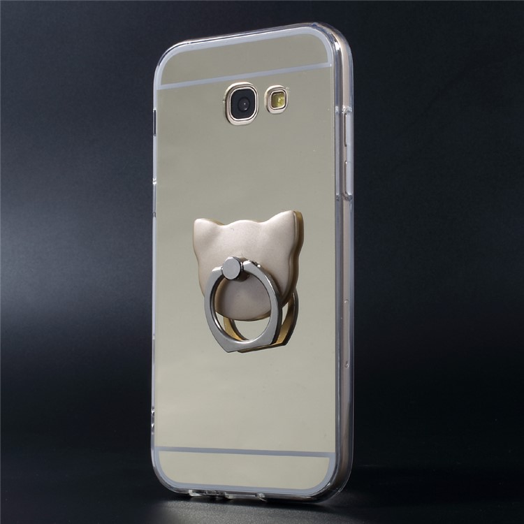 

For Samsung Galaxy A5 (2017) Plating Mirror-like TPU PC Phone Cover with Bear Ring Kickstand - Gold