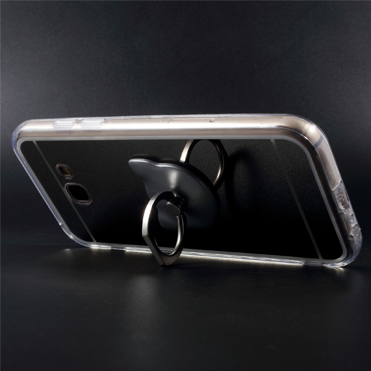 Plating Mirror-like TPU PC Hybrid Phone Case with Bear Kickstand for Samsung Galaxy A7 (2017) SM-A720F - Silver-2