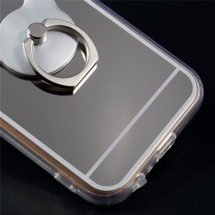 Plating Mirror-like TPU PC Hybrid Phone Case with Bear Kickstand for Samsung Galaxy A7 (2017) SM-A720F - Silver-6
