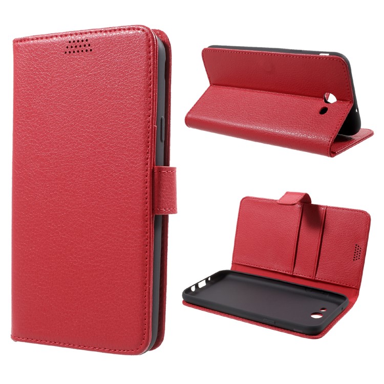 For Samsung Galaxy J7 (2017) Litchi Texture Wallet Leather Stand Protective Case - Red-1