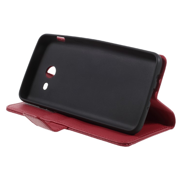 Litchi Grain Wallet Leather Phone Case with Stand for Samsung Galaxy J3 Emerge/J3 Prime/J3 (2017) - Red-3