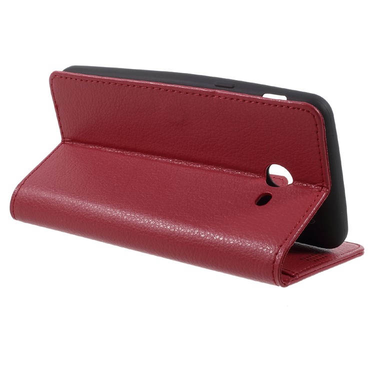 Litchi Grain Wallet Leather Phone Case with Stand for Samsung Galaxy J3 Emerge/J3 Prime/J3 (2017) - Red-4