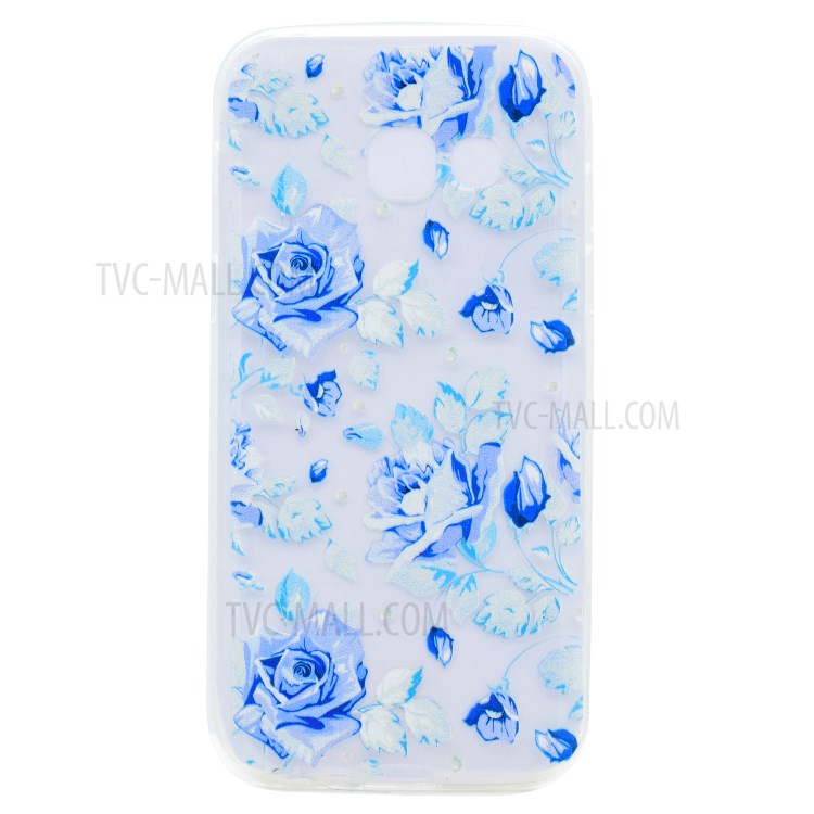 Pattern Printing TPU Case for Samsung Galaxy J7 Prime/On7 2016 - Blue Flowers-1