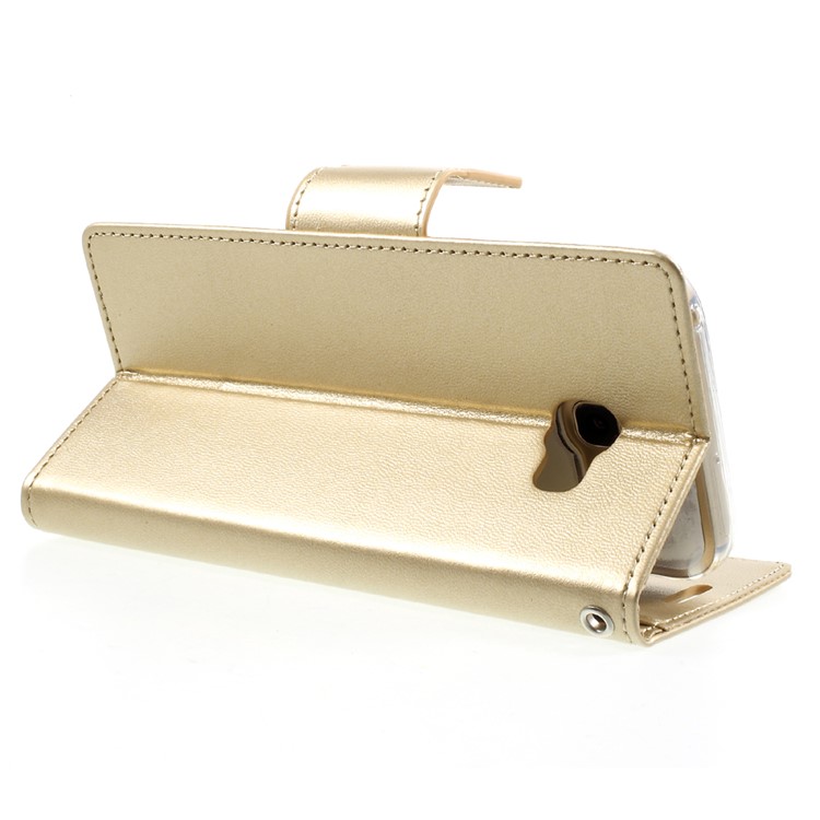 MERCURY GOOSPERY Bravo Diary Magnetic Leather Wallet Wallet Casing for Samsung Galaxy A7 (2017) SM-A720F - Gold-5