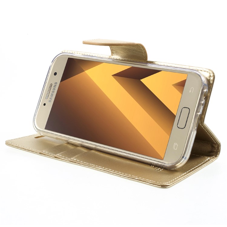 MERCURY GOOSPERY Bravo Diary Magnetic Leather Wallet Phone Casing for Samsung Galaxy A5 (2017) SM-A520F - Gold-4