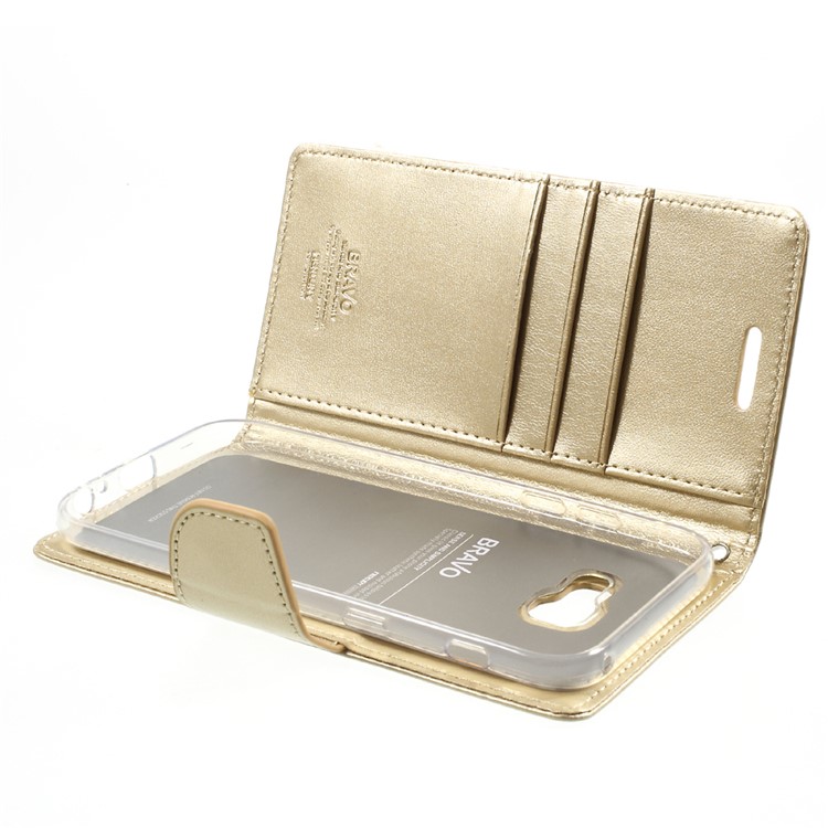 MERCURY GOOSPERY Bravo Diary Magnetic Leather Wallet Phone Casing for Samsung Galaxy A5 (2017) SM-A520F - Gold-7