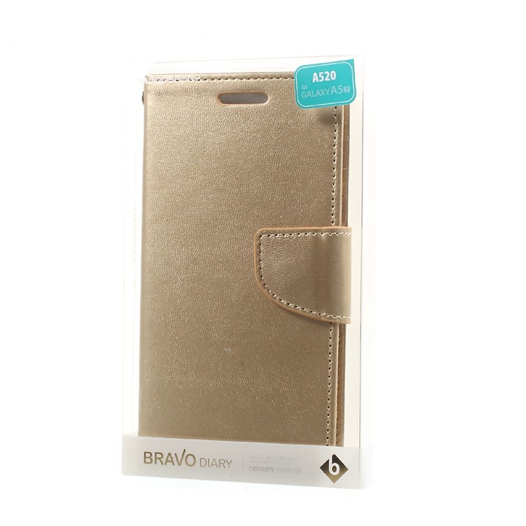 MERCURY GOOSPERY Bravo Diary Magnetic Leather Wallet Phone Casing for Samsung Galaxy A5 (2017) SM-A520F - Gold-8