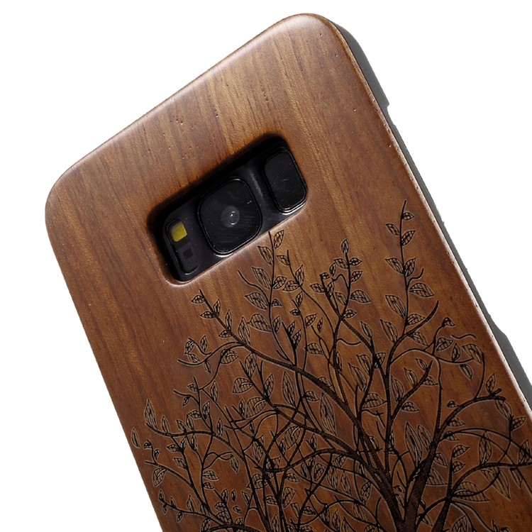 Carving Handmade Hard Wood Back Cover for Samsung Galaxy S8 Plus G955 - Tree-6