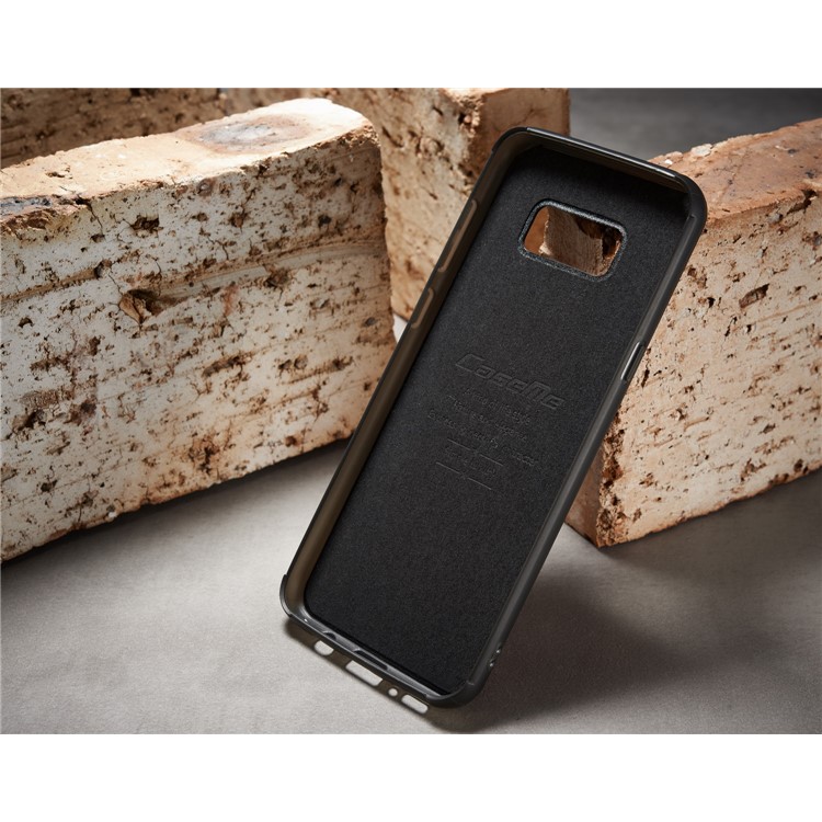 CASEME H3 Han Series for Samsung Galaxy S8 G950 Metal Ring Kickstand Leather Skin PC TPU Hybrid Case - Coffee-6