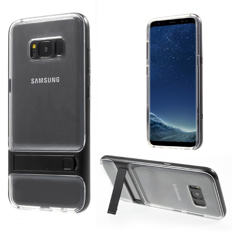2-in-1 Detachable PC Frame + TPU Back Kickstand Shell Cover for Samsung Galaxy S8 SM-G950 - Black-1