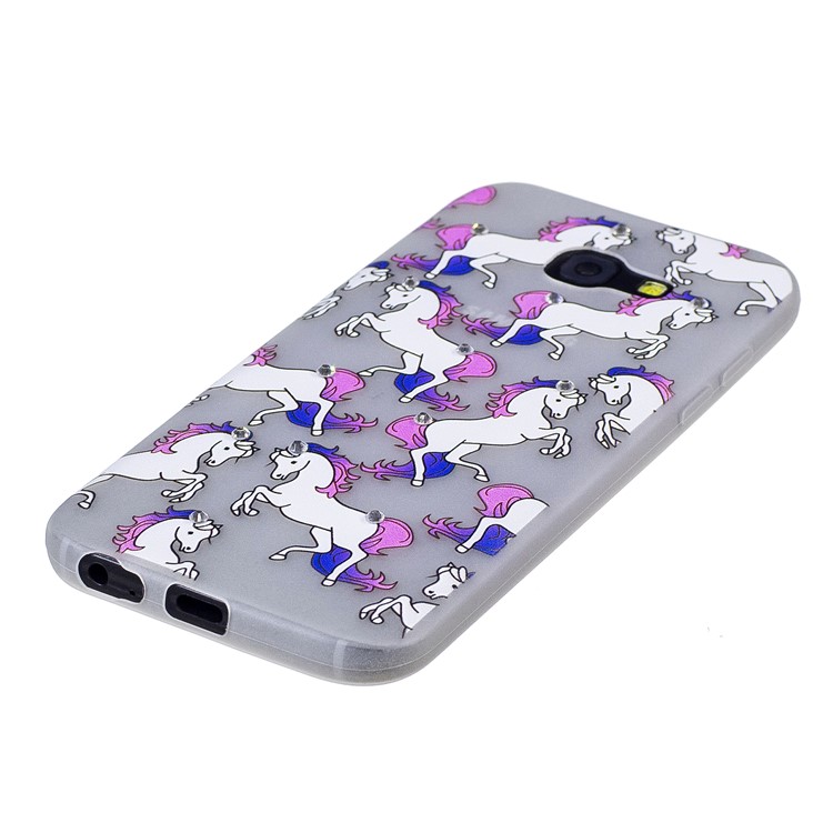Luminous Rhinestone Decor Embossment TPU Back Cover for Samsung Galaxy A3 (2017) - Horses-2