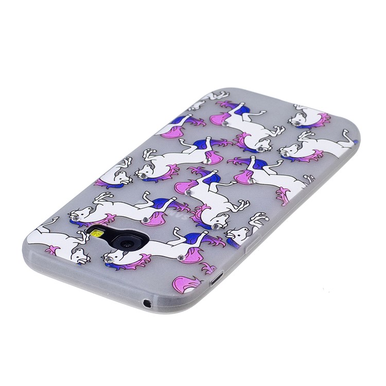 Luminous Rhinestone Decor Embossment TPU Back Cover for Samsung Galaxy A3 (2017) - Horses-3