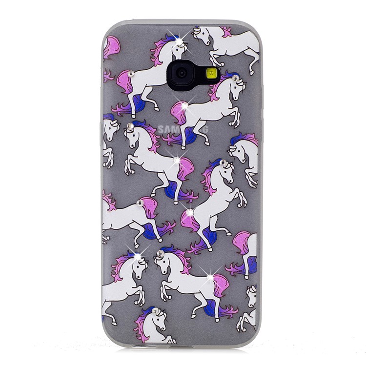 Luminous Rhinestone Decor Embossment TPU Back Cover for Samsung Galaxy A3 (2017) - Horses-5